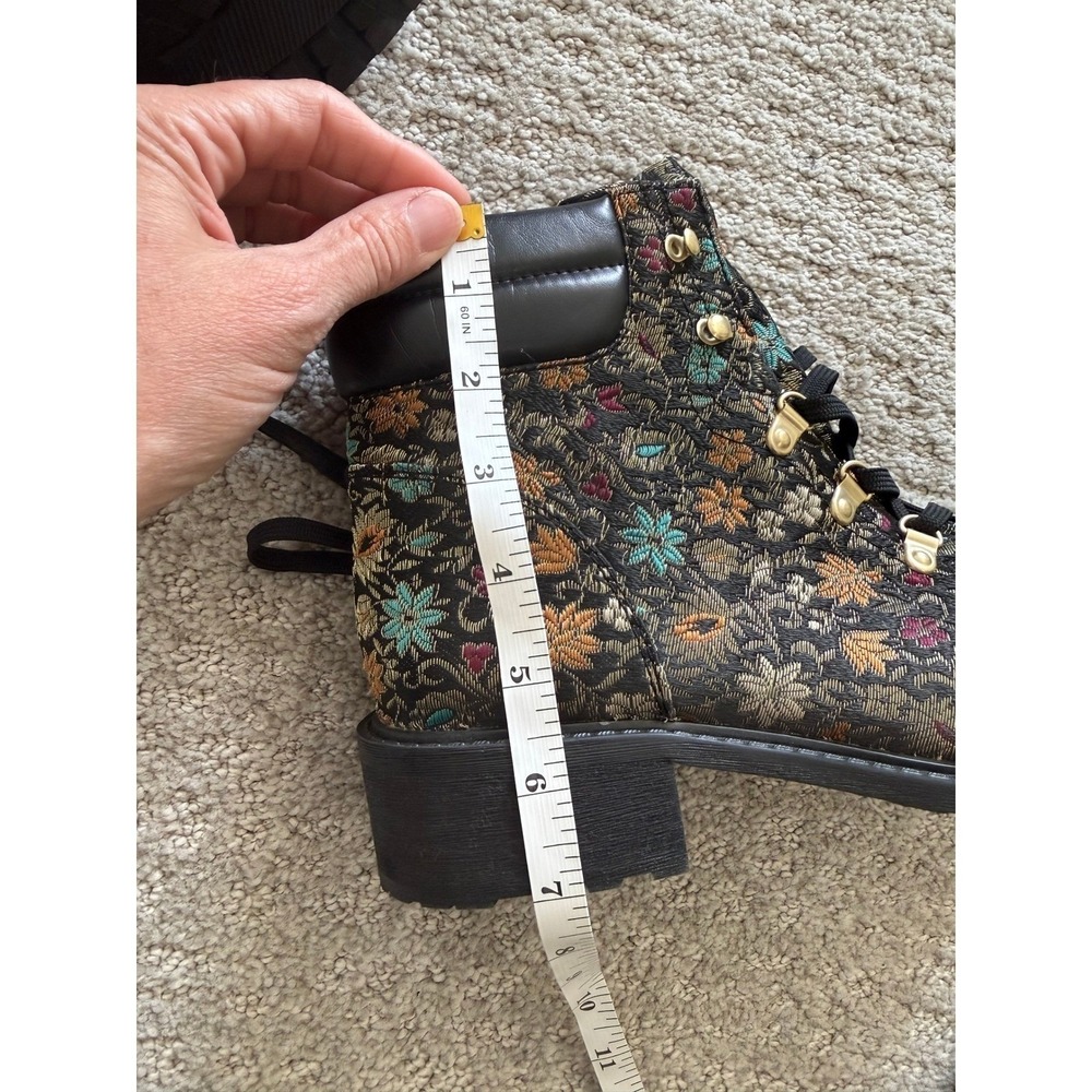 NWOB Sam Edelman Darrah Floral Brocade Tapestry Lace Up Boots Gold 9.5‎ - Picture 10 of 10